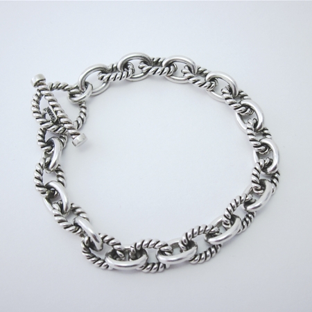 Solid Sterling Chain Bracelet with Toggle - Thick - Click Image to Close
